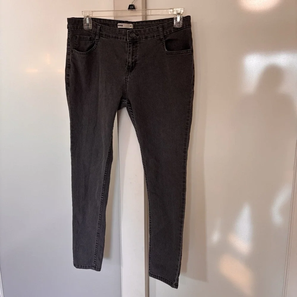 Max Womens Size 36 Stretch Skinny Dark Wash Denim Blue Jeans Actual 34x27 - Picture 2 of 11